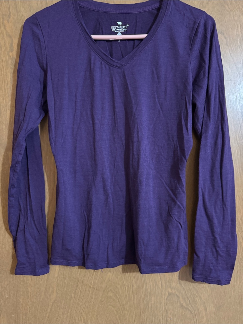 Segments Women's V-Neck Long Sleeve Base-layer Tee in Deep Purple